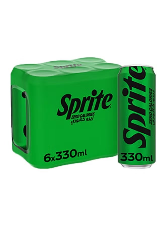 Sprite Zero Lemon Lime Soft Drink 6 x 330ml Cans – Sugar Free, Refreshing Taste, Green Pack - Image 1